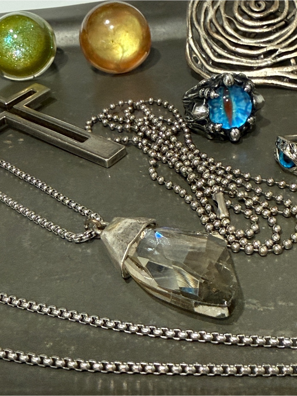 Gothic  Jewelry Bundle in Black and Silver with Pewter Tray-14 Piece Set - Picture 16 of 17